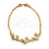 Pulsera Elegante 03.32.0154 Oro Laminado, Diseño de Delfín y Mariner, Pulido, Tono Dorado (Grosor 04 MM, 7 Pulgadas de Largo)