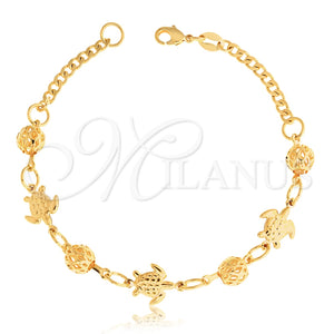 Pulsera Elegante 03.32.0155 Oro Laminado, Diseño de Tortuga y Rolo, Pulido, Tono Dorado (04 MM Thickness, 7 Inches Length)