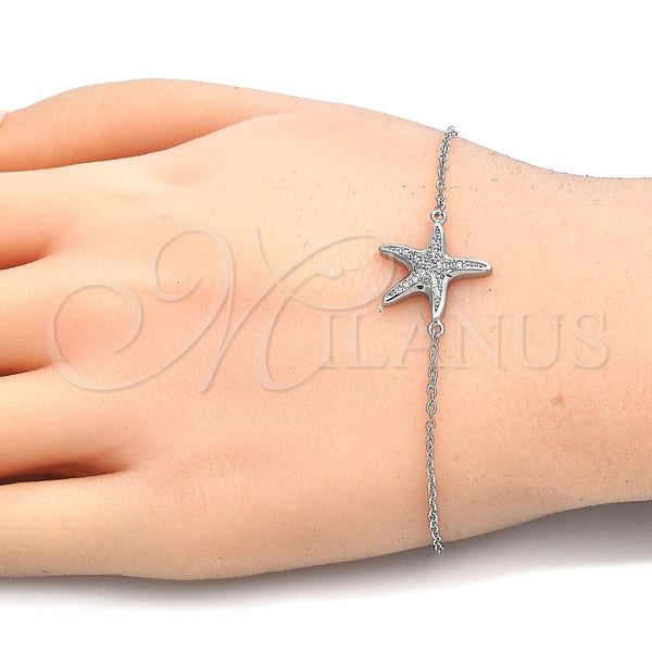 Pulsera Elegante 03.336.0043.07 Plata Rodinada, con Micro Pave Blanca, Pulido, Rodinado (Grosor 01 MM, 7 Pulgadas de Largo)