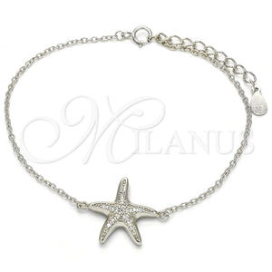Pulsera Elegante 03.336.0043.07 Plata Rodinada, con Micro Pave Blanca, Pulido, Rodinado (Grosor 01 MM, 7 Pulgadas de Largo)
