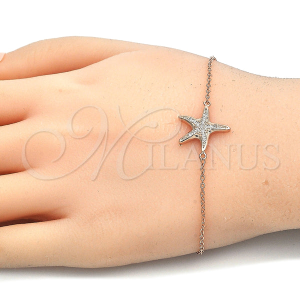 Pulsera Elegante 03.336.0043.1.07 Plata Rodinada, con Micro Pave Blanca, Pulido, Tono Rosado (Grosor 01 MM, 7 Pulgadas de Largo)