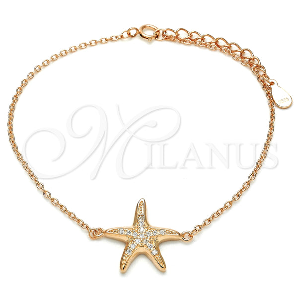 Pulsera Elegante 03.336.0043.1.07 Plata Rodinada, con Micro Pave Blanca, Pulido, Tono Rosado (Grosor 01 MM, 7 Pulgadas de Largo)
