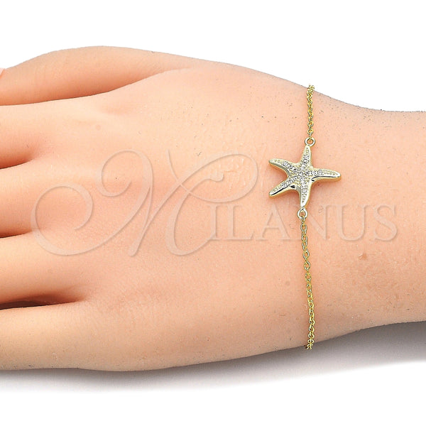 Pulsera Elegante 03.336.0043.2.07 Plata Rodinada, con Micro Pave Blanca, Pulido, Tono Dorado (Grosor 01 MM, 7 Pulgadas de Largo)
