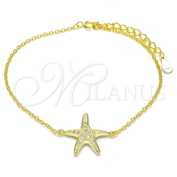 Pulsera Elegante 03.336.0043.2.07 Plata Rodinada, con Micro Pave Blanca, Pulido, Tono Dorado (Grosor 01 MM, 7 Pulgadas de Largo)