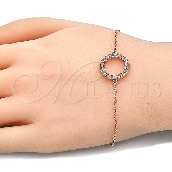 Pulsera Elegante 03.336.0024.1.07 Plata Rodinada, con Micro Pave Blanca, Pulido, Tono Rosado (Grosor 01 MM, 7 Pulgadas de Largo)