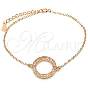 Pulsera Elegante 03.336.0024.1.07 Plata Rodinada, con Micro Pave Blanca, Pulido, Tono Rosado (Grosor 01 MM, 7 Pulgadas de Largo)