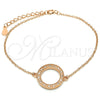 Pulsera Elegante 03.336.0024.1.07 Plata Rodinada, con Micro Pave Blanca, Pulido, Tono Rosado (Grosor 01 MM, 7 Pulgadas de Largo)