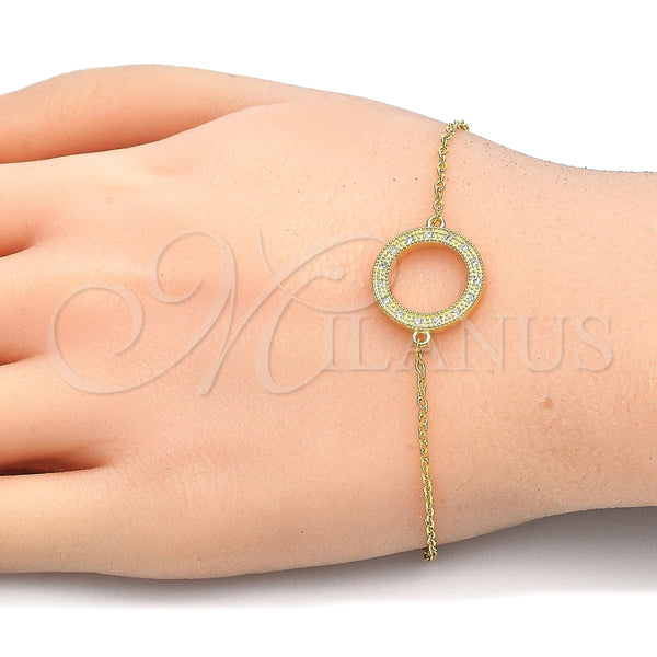 Pulsera Elegante 03.336.0024.2.07 Plata Rodinada, con Micro Pave Blanca, Pulido, Tono Dorado (Grosor 01 MM, 7 Pulgadas de Largo)