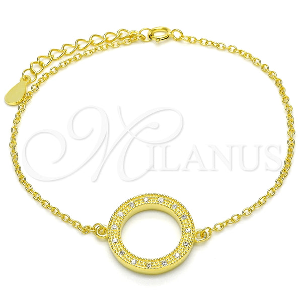 Pulsera Elegante 03.336.0024.2.07 Plata Rodinada, con Micro Pave Blanca, Pulido, Tono Dorado (Grosor 01 MM, 7 Pulgadas de Largo)
