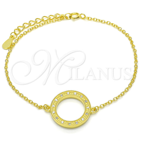 Pulsera Elegante 03.336.0024.2.07 Plata Rodinada, con Micro Pave Blanca, Pulido, Tono Dorado (Grosor 01 MM, 7 Pulgadas de Largo)