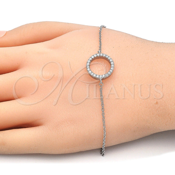 Pulsera Elegante 03.336.0044.07 Plata Rodinada, con Zirconia Cubica Blanca, Pulido, Rodinado (Grosor 02 MM, 7 Pulgadas de Largo)