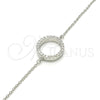 Pulsera Elegante 03.336.0044.07 Plata Rodinada, con Blanca Zirconia Cubica, Pulido, Rodinado (02 MM Thickness, 7 Inches Length)