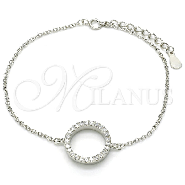 Pulsera Elegante 03.336.0044.07 Plata Rodinada, con Zirconia Cubica Blanca, Pulido, Rodinado (Grosor 02 MM, 7 Pulgadas de Largo)