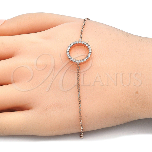 Pulsera Elegante 03.336.0044.1.07 Plata Rodinada, con Zirconia Cubica Blanca, Pulido, Tono Rosado (Grosor 02 MM, 7 Pulgadas de Largo)