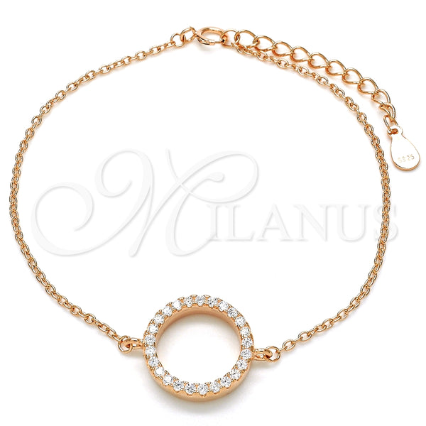 Pulsera Elegante 03.336.0044.1.07 Plata Rodinada, con Zirconia Cubica Blanca, Pulido, Tono Rosado (Grosor 02 MM, 7 Pulgadas de Largo)