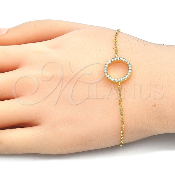 Pulsera Elegante 03.336.0044.2.07 Plata Rodinada, con Zirconia Cubica Blanca, Pulido, Tono Dorado (Grosor 02 MM, 7 Pulgadas de Largo)