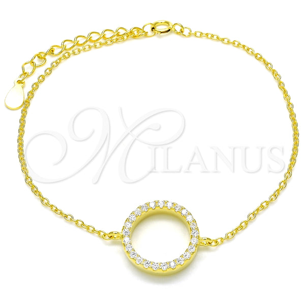 Pulsera Elegante 03.336.0044.2.07 Plata Rodinada, con Zirconia Cubica Blanca, Pulido, Tono Dorado (Grosor 02 MM, 7 Pulgadas de Largo)