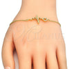 Pulsera Elegante 03.336.0045.2.07 Plata Rodinada, Diseño de Corazón, con Zirconia Cubica Blanca, Pulido, Tono Dorado (Grosor 01 MM, 7 Pulgadas de Largo)