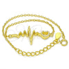 Pulsera Elegante 03.336.0045.2.07 Plata Rodinada, Diseño de Corazón, con Zirconia Cubica Blanca, Pulido, Tono Dorado (Grosor 01 MM, 7 Pulgadas de Largo)