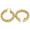 Argolla Mediana 02.261.0067.40 Oro Laminado, Diseño de Torcido, Pulido, Tono Dorado