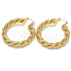 Argolla Mediana 02.261.0067.40 Oro Laminado, Diseño de Torcido, Pulido, Tono Dorado