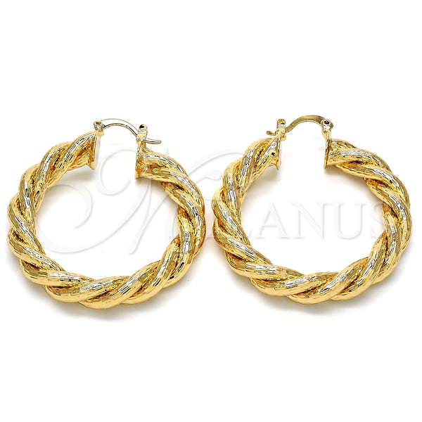 Argolla Mediana 02.261.0067.40 Oro Laminado, Diseño de Torcido, Pulido, Tono Dorado
