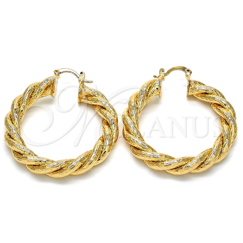 Argolla Mediana 02.261.0067.40 Oro Laminado, Diseño de Torcido, Pulido, Tono Dorado