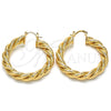 Argolla Mediana 02.261.0067.40 Oro Laminado, Diseño de Torcido, Pulido, Tono Dorado
