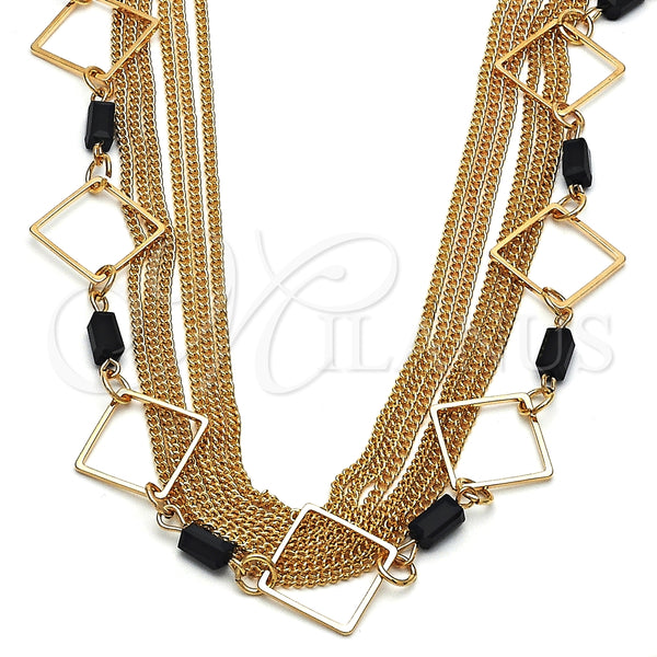 Gargantilla Elegante 04.321.0028.32 Oro Laminado, con Negro Cristal, Pulido, Tono Dorado (02 MM Thickness, 32 Inches Length)
