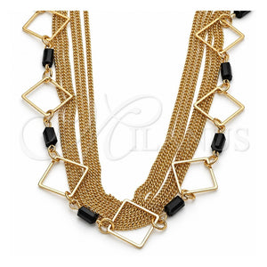 Gargantilla Elegante 04.321.0028.32 Oro Laminado, con Negro Cristal, Pulido, Tono Dorado (02 MM Thickness, 32 Inches Length)