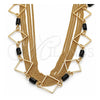 Gargantilla Elegante 04.321.0028.32 Oro Laminado, con Negro Cristal, Pulido, Tono Dorado (02 MM Thickness, 32 Inches Length)