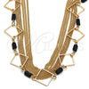 Gargantilla Elegante 04.321.0028.32 Oro Laminado, con Negro Cristal, Pulido, Tono Dorado (02 MM Thickness, 32 Inches Length)