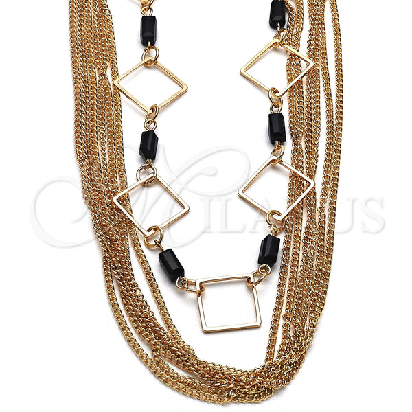 Gargantilla Elegante 04.321.0029.36 Oro Laminado, con Negro Cristal, Pulido, Tono Dorado (02 MM Thickness, 36 Inches Length)