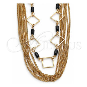 Gargantilla Elegante 04.321.0029.36 Oro Laminado, con Negro Cristal, Pulido, Tono Dorado (02 MM Thickness, 36 Inches Length)