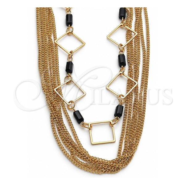 Gargantilla Elegante 04.321.0029.36 Oro Laminado, con Negro Cristal, Pulido, Tono Dorado (02 MM Thickness, 36 Inches Length)