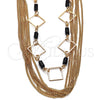 Gargantilla Elegante 04.321.0029.36 Oro Laminado, con Negro Cristal, Pulido, Tono Dorado (02 MM Thickness, 36 Inches Length)