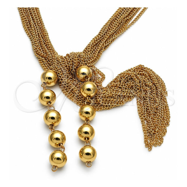 Gargantilla Elegante 04.321.0030.32 Oro Laminado, Diseño de Bola, Pulido, Tono Dorado (02 MM Thickness, 32 Inches Length)