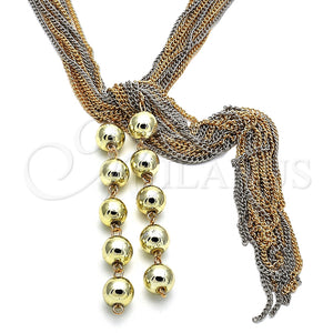 Gargantilla Elegante 04.321.0030.1.32 Oro Laminado, Diseño de Bola, Pulido, Dos Tonos (02 MM Thickness, 32 Inches Length)