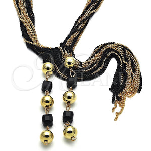 Gargantilla Elegante 04.321.0030.2.32 Oro Laminado, Diseño de Bola, con Negro Cristal, Pulido, Dos Tonos (02 MM Thickness, 32 Inches Length)