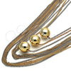 Gargantilla Elegante 04.321.0031.1.24 Oro Laminado, Diseño de Bola, Pulido, Dos Tonos (02 MM Thickness, 24 Inches Length)