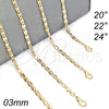 Gargantilla Basica 04.213.0152.22 Oro Laminado, Pulido, Tono Dorado (03 MM Thickness, 22 Inches Length)