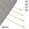 Gargantilla Basica 04.213.0031.22 Oro Laminado, Pulido, Tono Dorado (02 MM Thickness, 22 Inches Length)