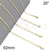 Gargantilla Basica 04.213.0031.20 Oro Laminado, Pulido, Tono Dorado (02 MM Thickness, 20 Inches Length)