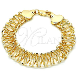 Pulsera Básica 04.197.0002.08 Oro Laminado, Pulido, Tono Dorado (14 MM Thickness, 8 Inches Length)