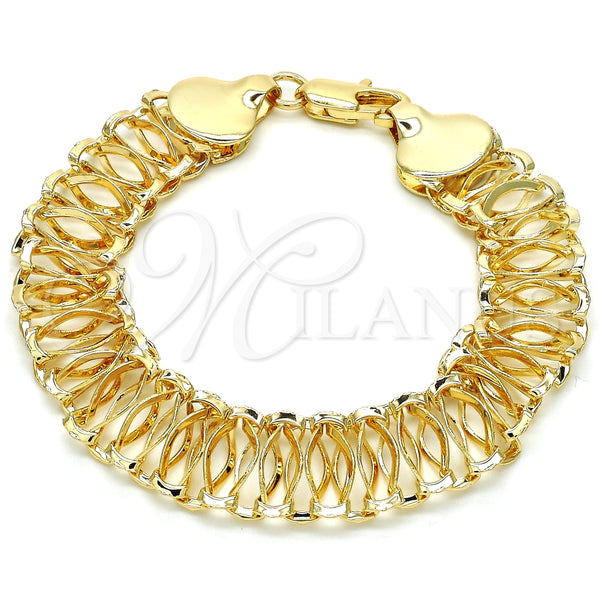 Pulsera Básica 04.197.0002.08 Oro Laminado, Pulido, Tono Dorado (14 MM Thickness, 8 Inches Length)