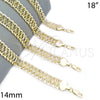 Gargantilla Basica 04.197.0002.18 Oro Laminado, Pulido, Tono Dorado (14 MM Thickness, 18 Inches Length)
