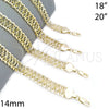 Gargantilla Basica 04.197.0002.18 Oro Laminado, Pulido, Tono Dorado (14 MM Thickness, 18 Inches Length)