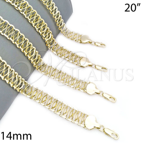 Gargantilla Basica 04.197.0002.20 Oro Laminado, Pulido, Tono Dorado (14 MM Thickness, 20 Inches Length)