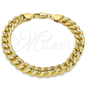 Pulsera Básica 04.213.0153.08 Oro Laminado, Diseño de Miami Cubana, Pulido, Tono Dorado (Grosor 08 MM, 8 Pulgadas de Largo)