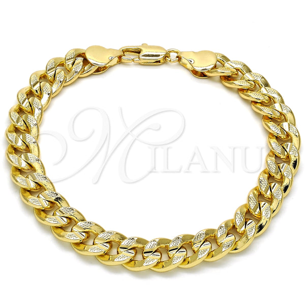 Pulsera Básica 04.213.0153.08 Oro Laminado, Diseño de Miami Cubana, Pulido, Tono Dorado (Grosor 08 MM, 8 Pulgadas de Largo)